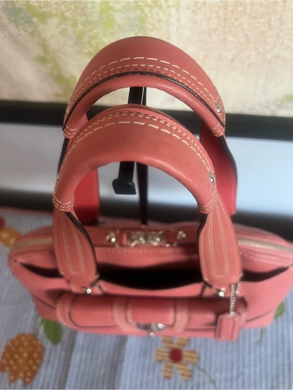 Coach Pink Hampton Satchel Bag with Turnlock
